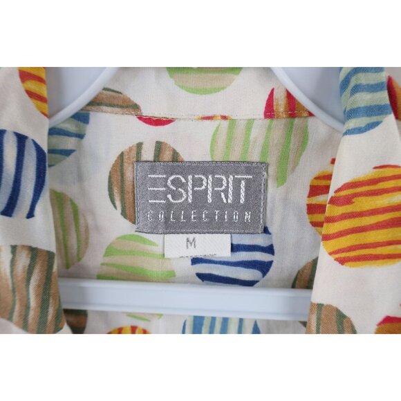 Vintage 90s Esprit Womens Medium Polka Dot Looped Collar Button Shirt Rayon - Picture 7 of 15